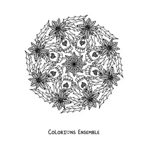 Coloriage d’un mandala de Noël avec des cloches et des fleurs