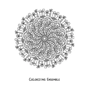 Coloriage d’un mandala de Noël avec des cadeaux