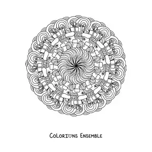 Coloriage d’un mandala de Noël avec des cadeaux