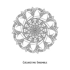 Coloriage d’un mandala de Noël avec des bonnets