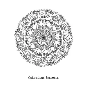 Coloriage d’un mandala de Noël avec des chaussettes remplies de friandises