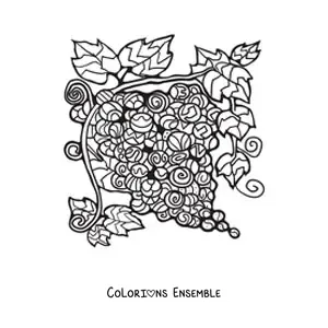 Image à colorier de raisins avec des formes géométriques