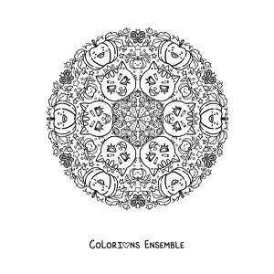 Coloriage d’un mandala d’Halloween kawaii