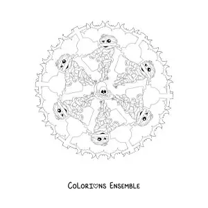 Coloriage d’un mandala d’Halloween avec une momie