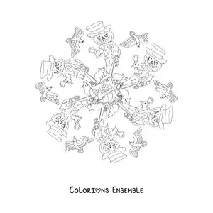 Coloriage d’un mandala d’Halloween avec un épouvantail
