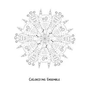 Coloriage d’un mandala d’Halloween avec des monstres