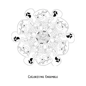 Coloriage d’un mandala d’Halloween avec des monstres et des fantômes