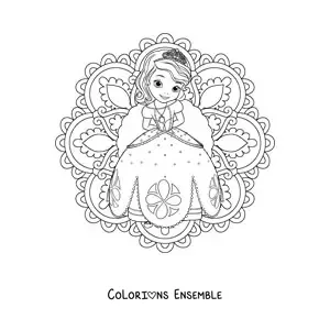 Image à colorier d'un mandala de la petite princesse Sofia de Disney
