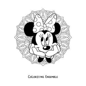 Image à colorier d'un mandala de Minnie Mouse