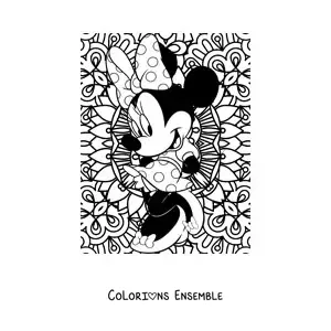 Image à colorier d'un mandala de Minnie Mouse