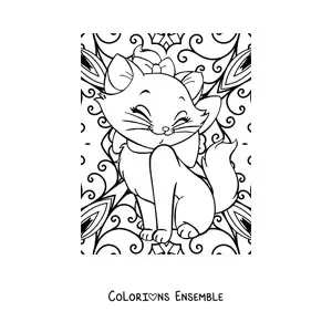 Image à colorier d'un mandala de Marie des Aristochats
