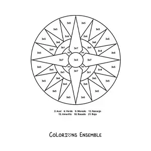 Image à colorier d'un mandala de la multiplication par 3