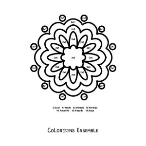 Image à colorier d'un mandala de la multiplication par 4