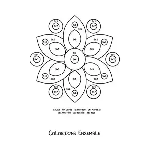 Image à colorier d'un mandala de la multiplication par 5