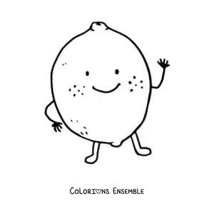 Image à colorier d’un citron rigolo souriant qui fait coucou