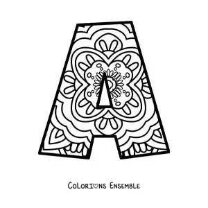 Image à colorier d'un mandala de la lettre a