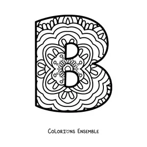 Image à colorier d'un mandala de la lettre b