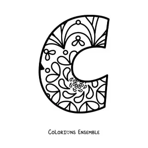 Image à colorier d'un mandala de la lettre c
