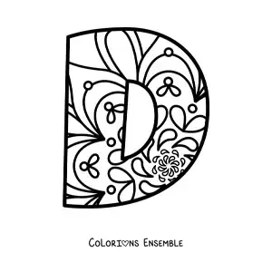 Image à colorier d'un mandala de la lettre d