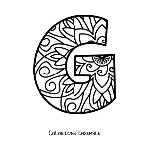 Image à colorier d'un mandala de la lettre g