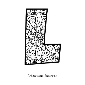 Image à colorier d'un mandala de la lettre l