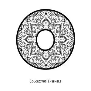 Image à colorier d'un mandala de la lettre o