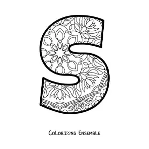 Image à colorier d'un mandala de la lettre s