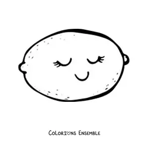 Image à colorier d’un citron kawaii rigolo les yeux fermés