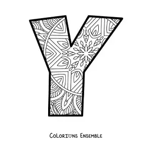 Image à colorier d'un mandala de la lettre y