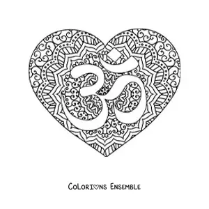Image à colorier d'un mandala bouddhiste du symbole om