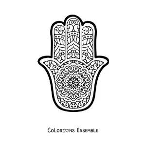 Image à colorier d'un mandala bouddhiste du hamsa