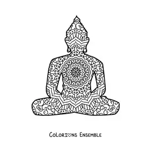 Image à colorier d'un mandala de Bouddha