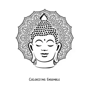 Image à colorier d'un mandala du visage de Bouddha
