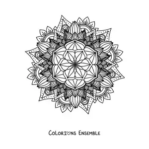 Image à colorier d'un mandala bouddhiste difficile