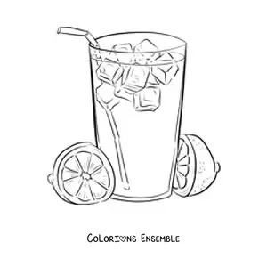 Image à colorier d’un verre de limonade avec des glaçons