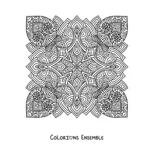 Image à colorier d'un mandala carré dans le style Zentangle