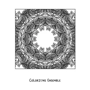 Image à colorier d'un mandala carré dans le style Zentangle