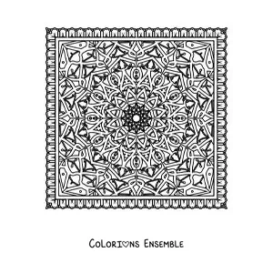 Image à colorier d'un mandala carré difficile