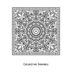 Image à colorier d'un mandala carré difficile