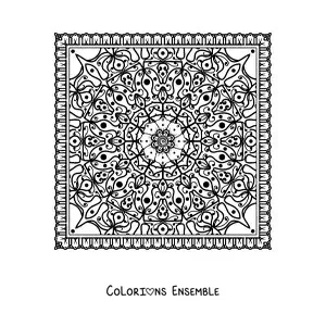 Image à colorier d'un mandala carré difficile