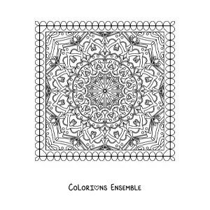 Image à colorier d'un mandala carré difficile