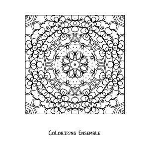 Image à colorier d'un mandala carré abstrait