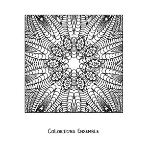 Image à colorier d'un mandala carré abstrait