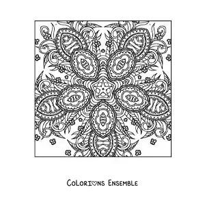 Image à colorier d'un mandala carré abstrait