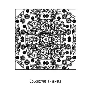 Image à colorier d'un mandala carré abstrait