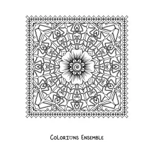 Image à colorier d'un mandala carré floral