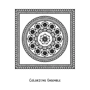 Image à colorier d'un mandala carré floral