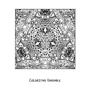 Image à colorier d'un mandala carré floral