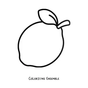 Image à colorier d’un citron avec une feuille