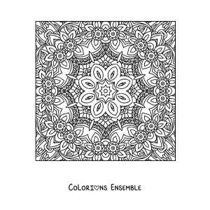 Image à colorier d'un mandala carré pour se détendre